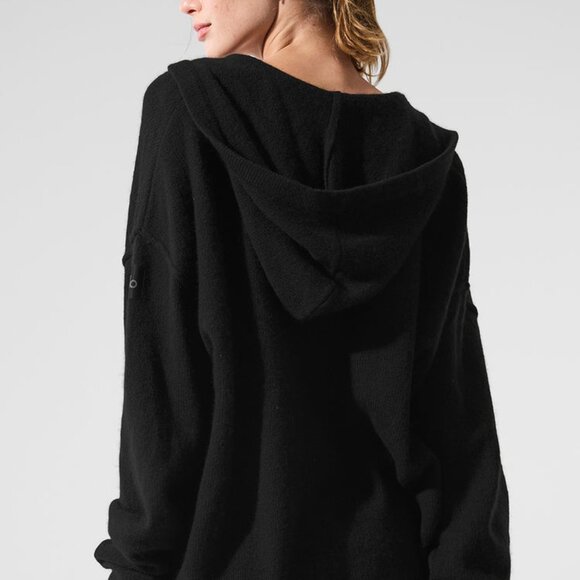 Alo Yoga New Class Cashmere Full Zip Hoodie Black - Picture 3 of 4